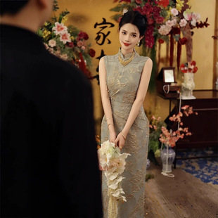New Chinese Style Engagement Dress, Toast Dress, Bride Wedding Dress, Petite Cheongsam 2025 New Style Dressing Gown, Spring Elegance