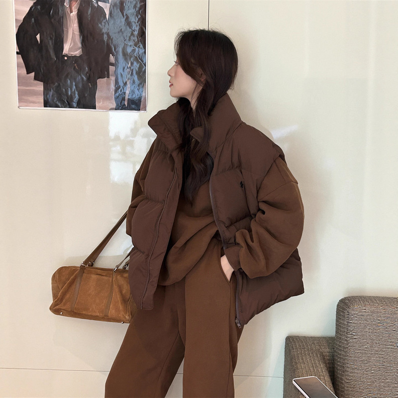 韩系时尚百搭棉服马甲女冬季新款ins叠穿坎肩立领背心外套上衣女|undefined