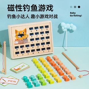 Деревянная магнитная игра «кошка ловит рыбу» с буквами 3–6 лет