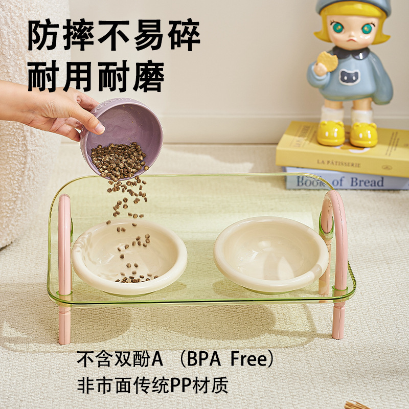 猫碗护颈可调节双碗架猫粮碗狗碗防打翻宠物用品跨境热销款宠物碗|undefined