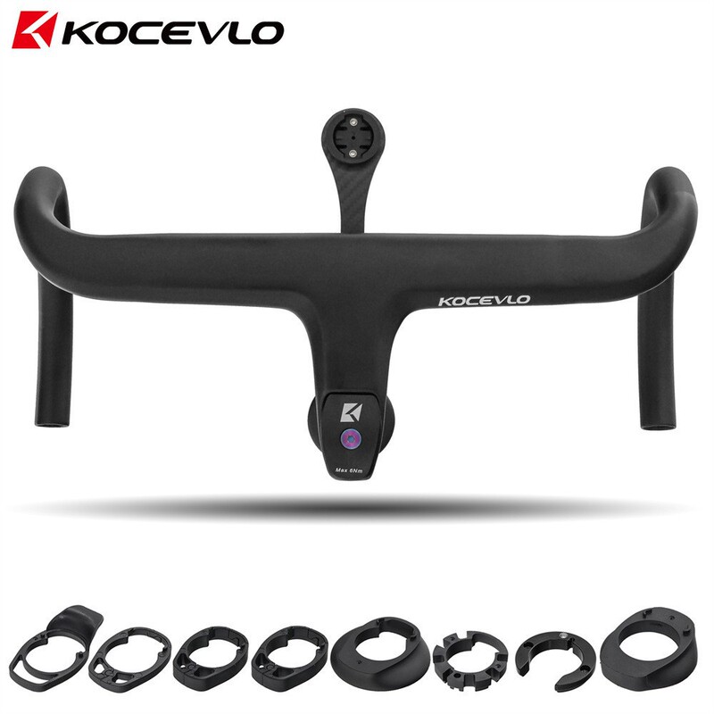 Internal Cable Routing Road Bike Carbon Fiber Handlebar Integrated Bicycle Drop Handlebar with Computer Mount and Grips