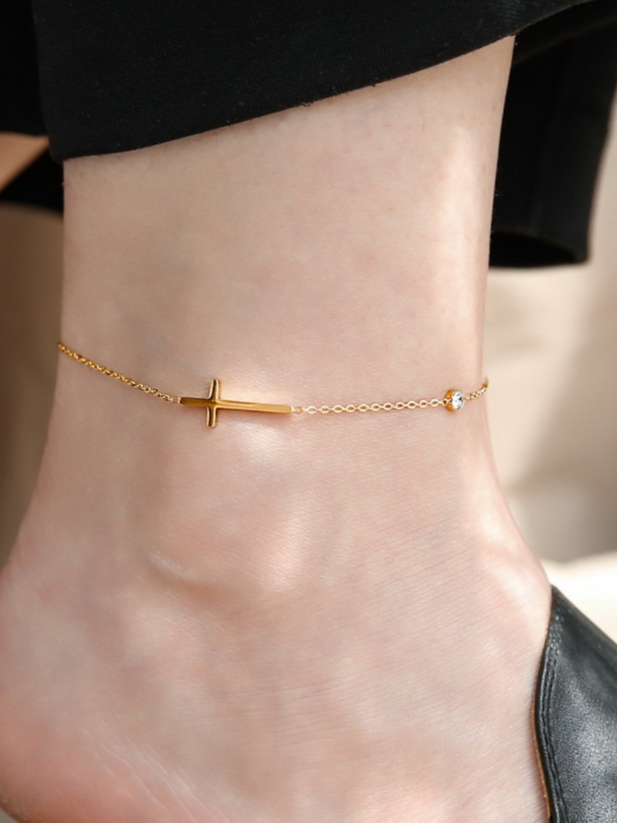 Cross Crystal Anklet - Image 1