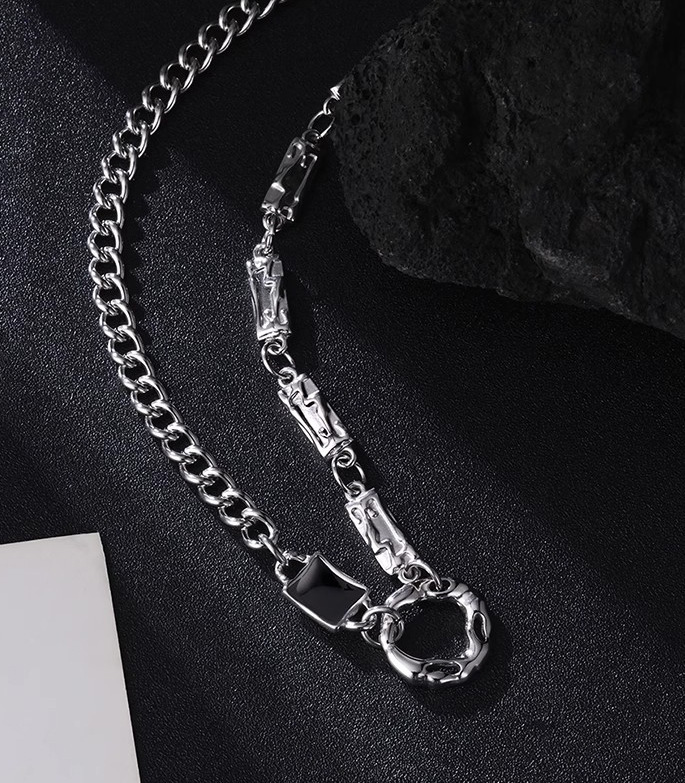 Irregular Circular Necklace For Men, Titanium Steel Chain Necklace_voghion.com