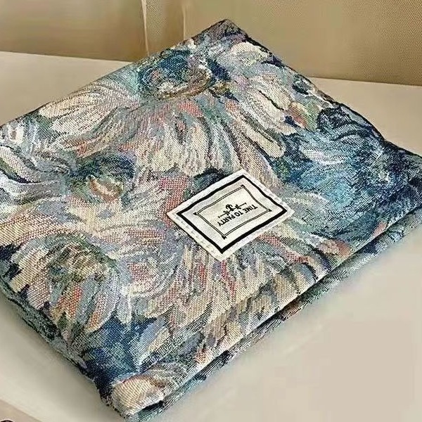 Diseño original de nicho blanco y negro temperamento Jacquard lienzo maquillaje bolsas de mano estilo retro simple flores convenientes