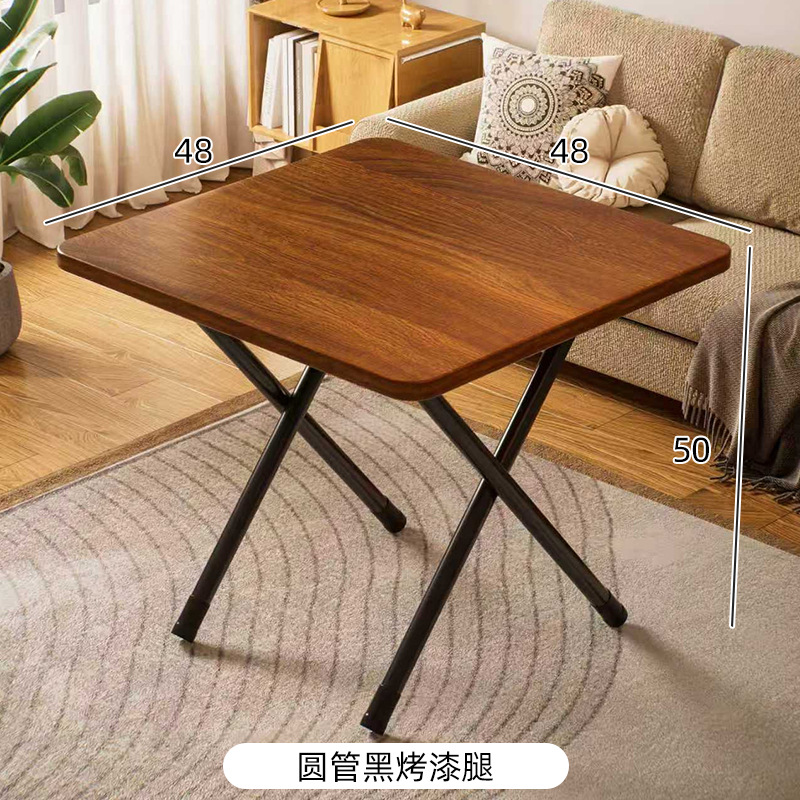 Black walnut color 48*48*50 [thick desktop-black painted thin round legs]