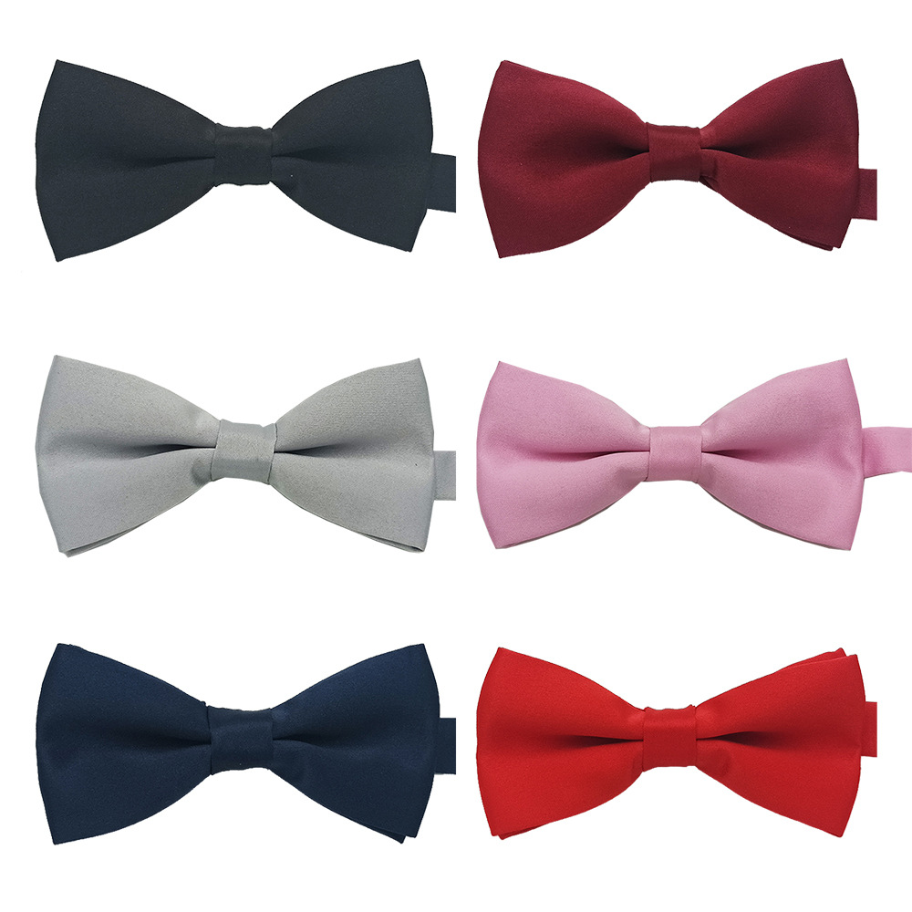 Directo de fábrica de los hombres pajarita color sólido negro doble capa pajarita camisa formal Boda boda estilo coreano arco