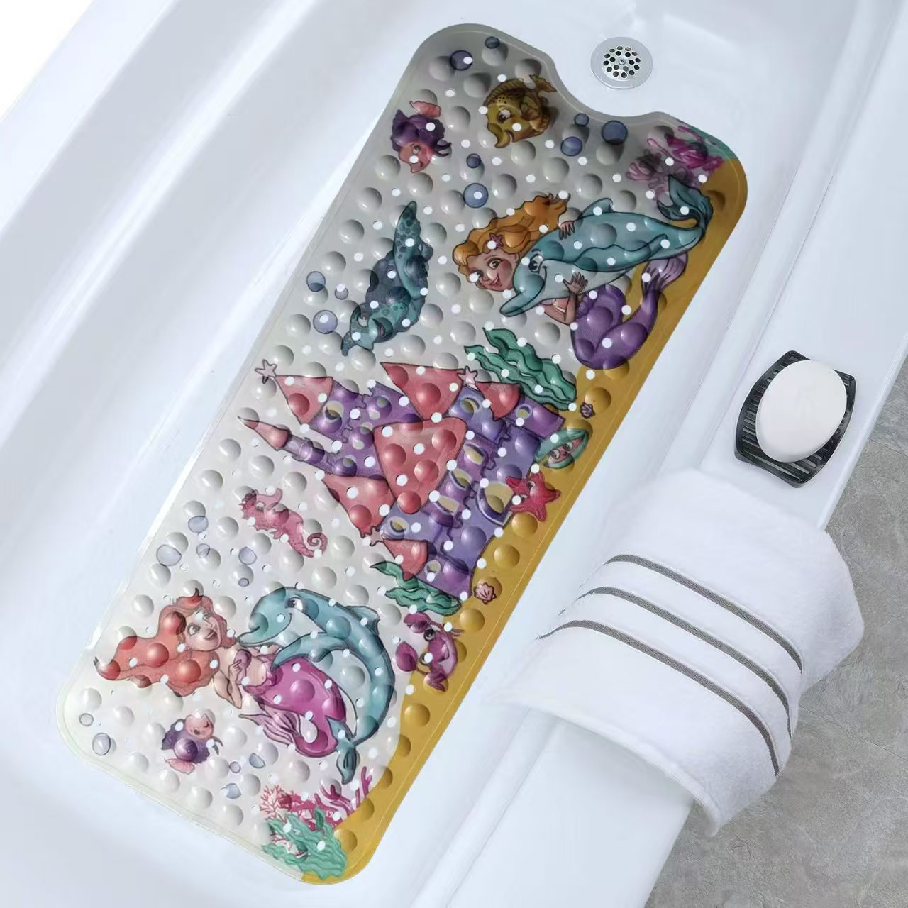 Alfombrilla antideslizante para baño con diseño de océano de dibujos animados para niños de Amazon, alfombrilla antideslizante para piscina, baño, alfombrilla antideslizante
