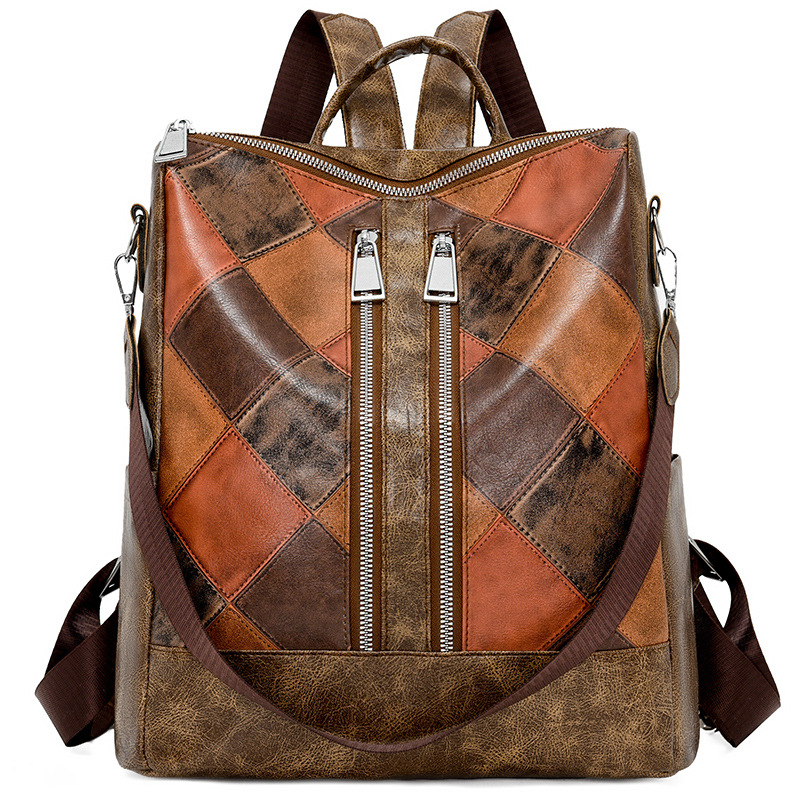 Mochila de cuero suave para mujer de moda europea y americana al por mayor transfronteriza 2024 mochila impermeable multifuncional para viajes al aire libre