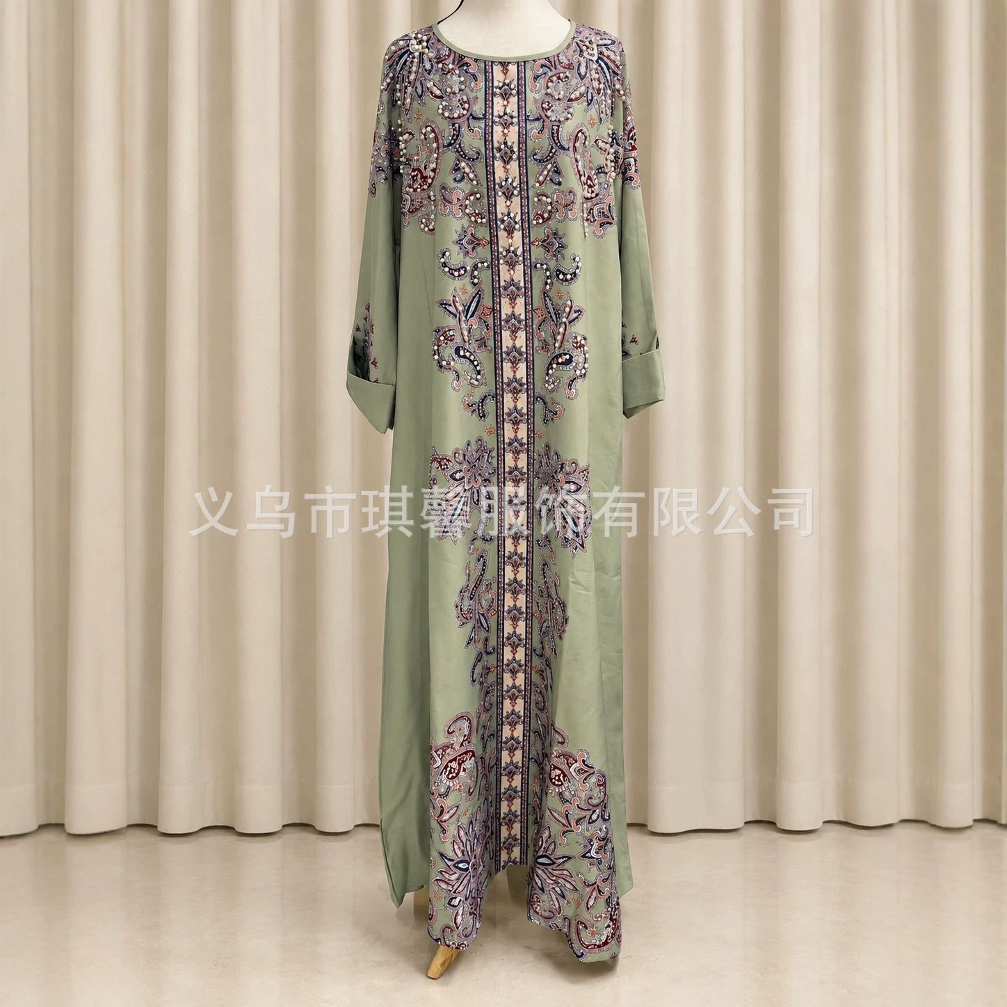 New printed, plus-size, ethnic-style jacquard mesh dress, a simple and elegant gown for export