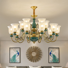 全铜美式客厅吊灯卧室餐厅灯欧式奢华大气高端复古法式别墅铜灯