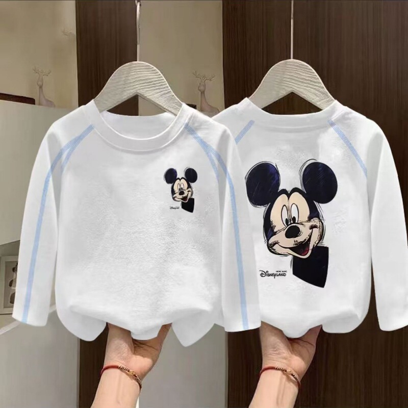 New style pure cotton long-sleeve T-shirt for boys, cartoon print, stylish casual base shirt for older children, round-neck top for kids New style pure cotton long-sleeve T-shirt for boys, cartoon print, stylish casual base shirt for older children, round-neck top for kids