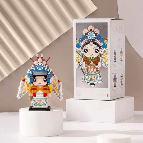 LOZ/Lizhi small particle building blocks national trend Peking Opera knife and horse dan assembly toy educational children boys and girls