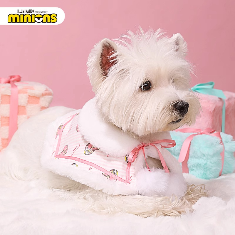 Minions Little Yellow Man Mantón estampado de gamuza babero para mascotas bufanda para perros babero para gatos toalla de saliva para perros