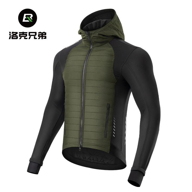 Brother rock cycling jacket down cotton jacket warm cotton jacket men's fleece long sleeve windproof cycling sportswear