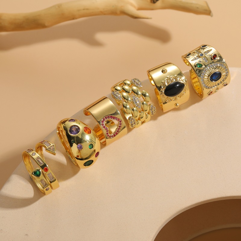 Niche Zircon Vintage Ring Chinese Style
