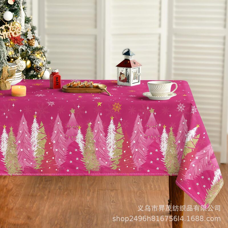 新しいクロスボーダードロップシッピングJITピーチスキンスクエアテーブルクロスクリスマス雪だるまクリスマスツリープリント装飾テーブル|undefined