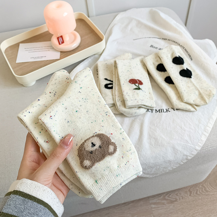 A Pair Quantity Casual Elegant Lady Women's Cherry Bear Cotton Crew Socks A Pair