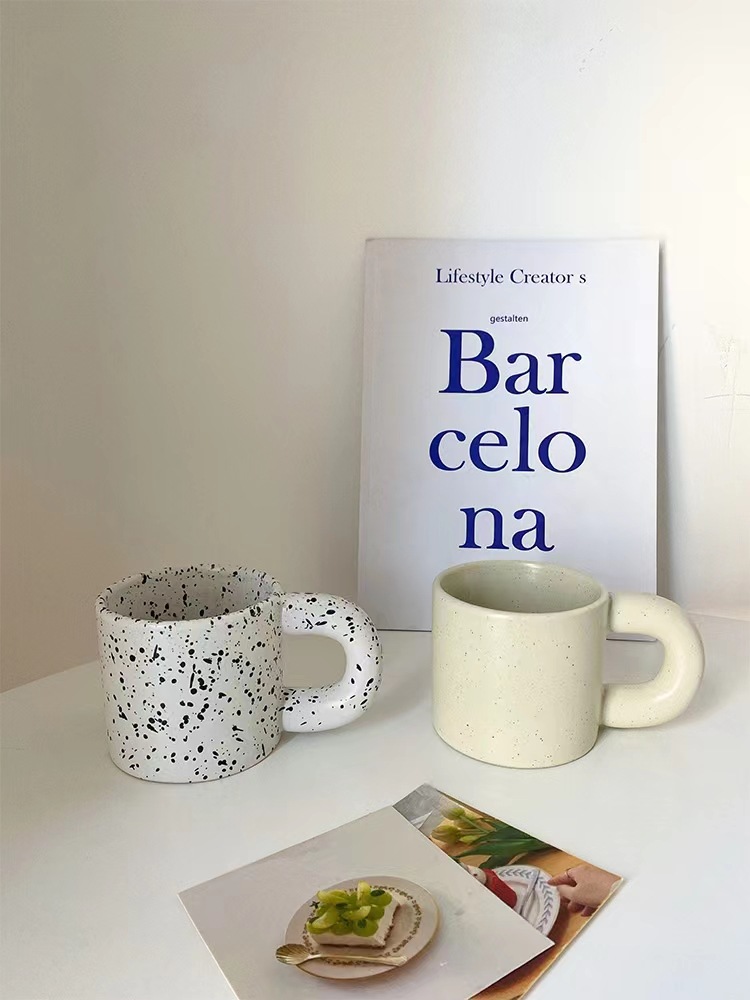 Taza de grasa coreana ins hogar taza de agua salpicaduras de tinta desayuno leche taza de avena Taza de cerámica taza de punto simple