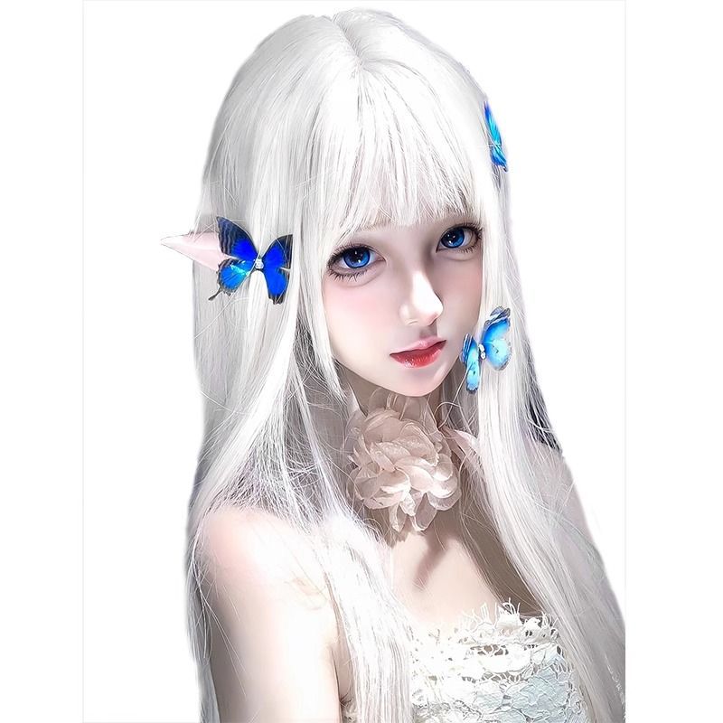 Connie Balta Peruka Moterims - Ilga tiesi kasdieninė Lolita cosplay anime plaukai