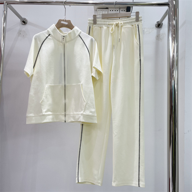 European-Style Trendy Sportswear Set for Women 2026 Spring/Summer New Stylish Age-Reducing Korean Casual Straight-Leg Pants Two-Piece Set