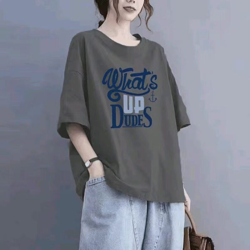 Clearance Sale Pure Cotton Short-Sleeve T-Shirt for Women, Summer Plus Size, Slimming Loose Fit, Korean Style, Fashionable Mom Wear, Versatile Trendy T-Shirt Clearance Sale Pure Cotton Short-Sleeve T-Shirt for Women, Summer Plus Size, Slimming Loose Fit, Korean Style, Fashionable Mom Wear, Versatile Trendy T-Shirt