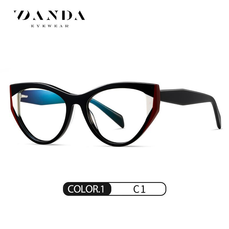 Placa de lote puntual Gafas anti-azul F22103 Espejo plano de ojo de gato retro de moda Marco óptico para hombres y mujeres
