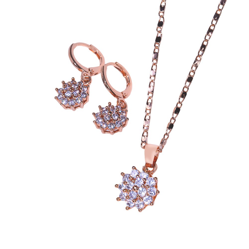 2024 nuevo conjunto de mujeres nuevo diseño de moda pendientes de zircon collar delicado pendientes colgante de dos piezas juegos de joyas image 4