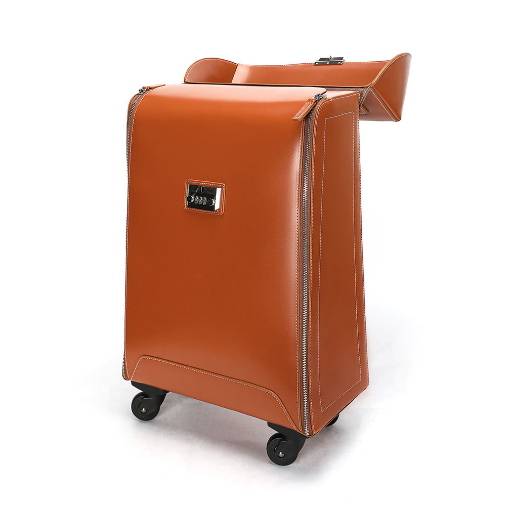Vali xách tay 20 inch da khóa mật khẩu cao cấp cho doanh nhân — đen, màu cam
