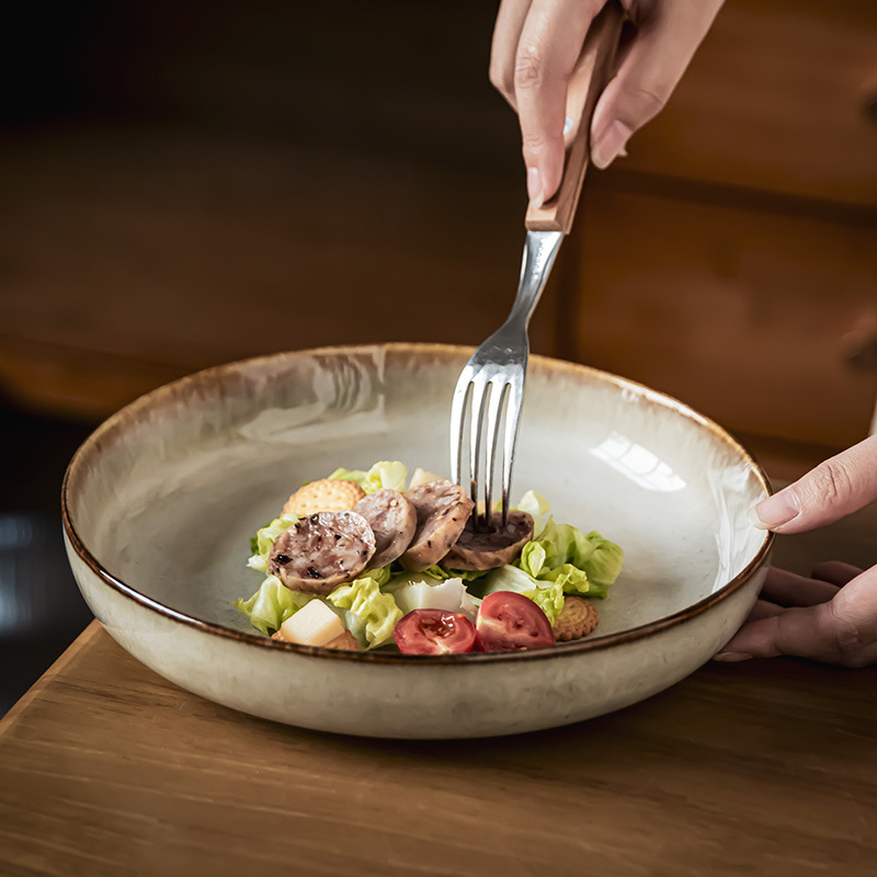 horno retro japonés para el hogar de platos de cerámica de alta calidad, platos de ensalada, platos de filete, platos de frutas, platos de pasta