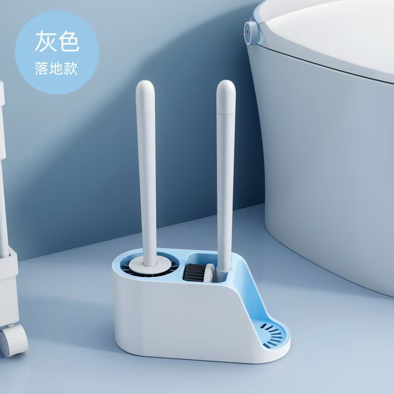 Nuevo cepillo de inodoro de silicona sin ángulo muerto de alto nivel con base colgante de pared tipo conjunto de almacenamiento alargado inodoro transfronterizo