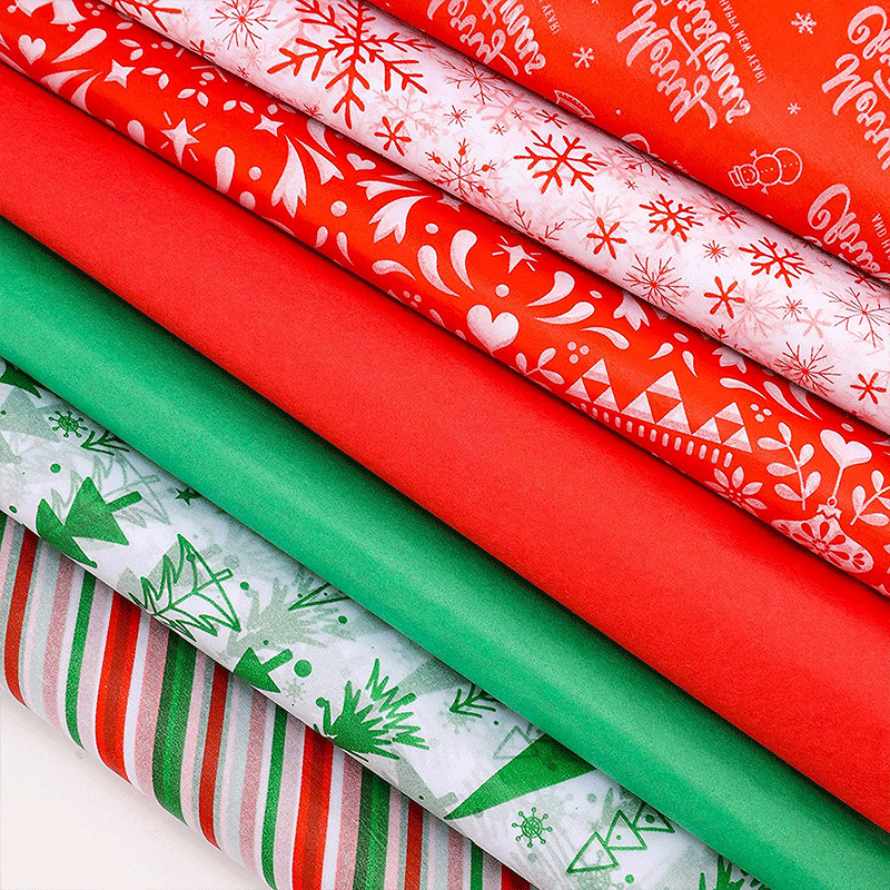 Fábrica personalizada papel de seda de Navidad aluminizado película papel de regalo 17g rollo de papel de copia papel de pera