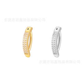 跨境316L不锈钢双排钻肚脐环 钛钢肚脐扣肚脐钉 穿刺饰品