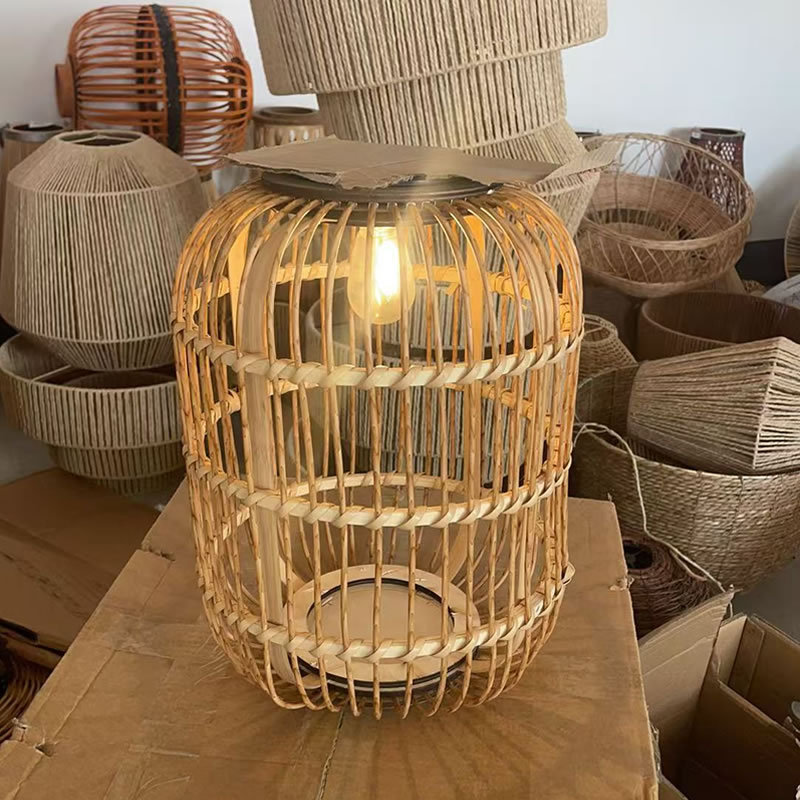 Jardín solar al aire libre lámpara portátil lámpara colgante decoración jardín atmósfera piso césped terraza ratán lámpara tejida