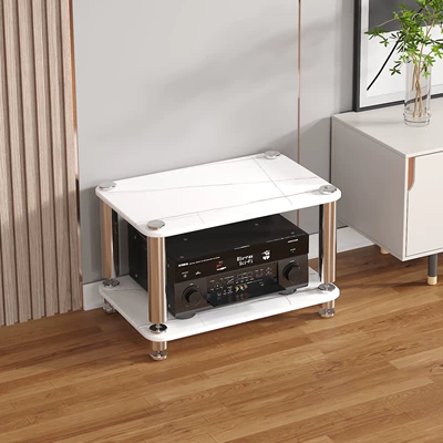 Tempered Glass Audio Hifi Amplifier Electric car big tripod - two-tiered-split-type-elegant-white