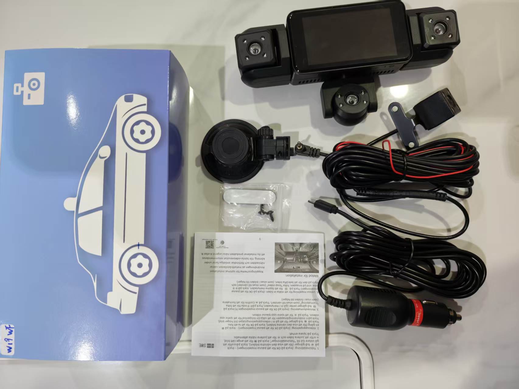 W19-5 lens dash cam, 3.16-inch 1080P HD night vision, five-channel recording, factory-installed camera, 360-degree panoramic view
