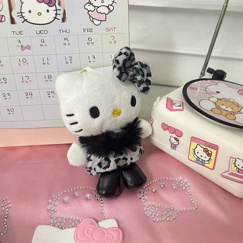 Cartoon hot sale new style leopard print KT pendant cute plush doll bag pendant hanging decoration backpack pendant wholesale