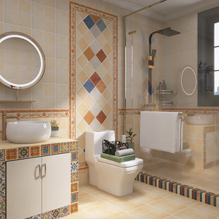 ↫ Mediterranean Kitchen Floor Tiles, Bathroom Non-Slip Antique Tiles, Balcony Wall Tiles, Bathroom Tiles, Floor Climbing Wall 3