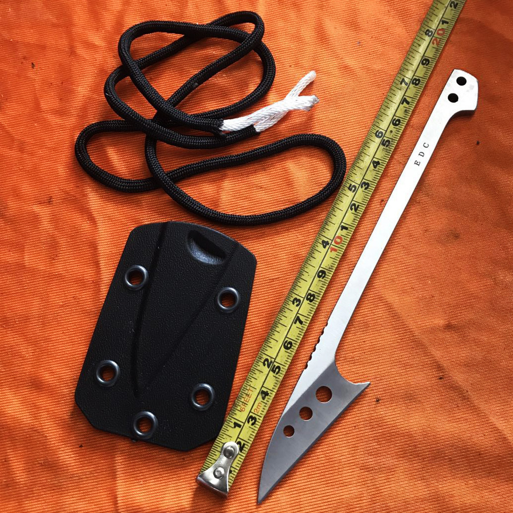 多功能杀鱼去鳞器带K鞘带绳全刃/齿刃户外钓鱼鱼叉EDC装备