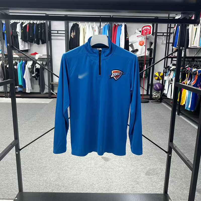 Oklahoma Thunder half-zip basketball training long-sleeve player pre-game warm-up quick-drying shooting jersey Oklahoma Thunder half-zip basketball training long-sleeve player pre-game warm-up quick-drying shooting jersey