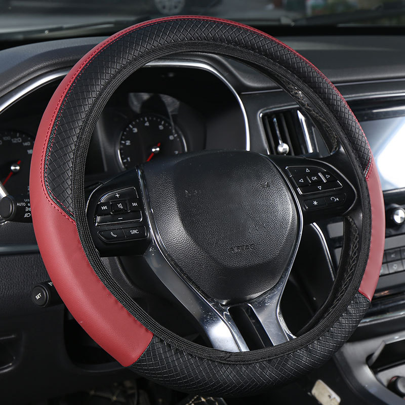 Car Steering Wheel Cover, Elastic, No Inner Ring, Leather, Suitable for All Seasons, Cross-Border Popular Model, Handle Cover Wholesale, Dropshipping, with Label