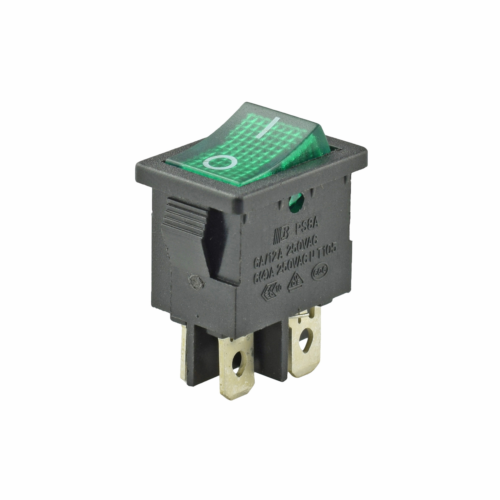 方形船型开关带灯4脚、带灯船形开关方形4脚 带灯翘板开关15*21mm