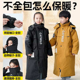 儿童亲子款电动车挡风被冬季加绒加厚骑行防寒服电瓶车后座挡风衣