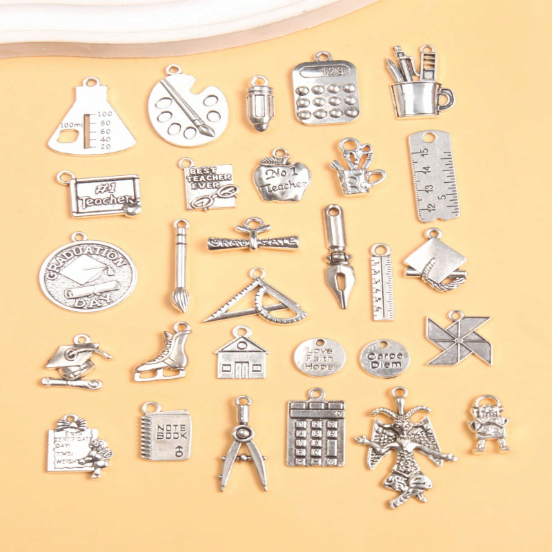 Cross-Border Stationery and School Supplies Alloy Pendants DIY Charm Graduation Season Bracelets Necklaces Jewelry Metal Accessories