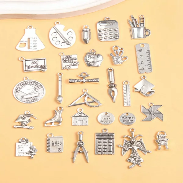 Cross-Border Stationery and School Supplies Alloy Pendants DIY Charm Graduation Season Bracelets Necklaces Jewelry Metal Accessories