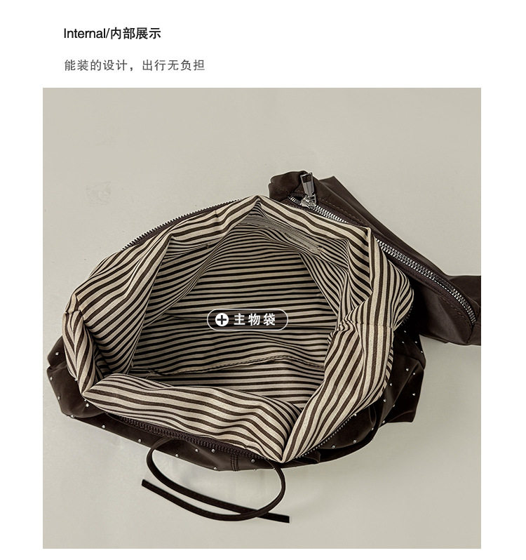 Túi tote nữ cỡ lớn đựng nhiều đồ, họa tiết chấm bi, đeo vai một quai, phong cách tối giản — Màu xanh da trời, màu cà phê, màu nâu, màu đỏ chi tiết 7