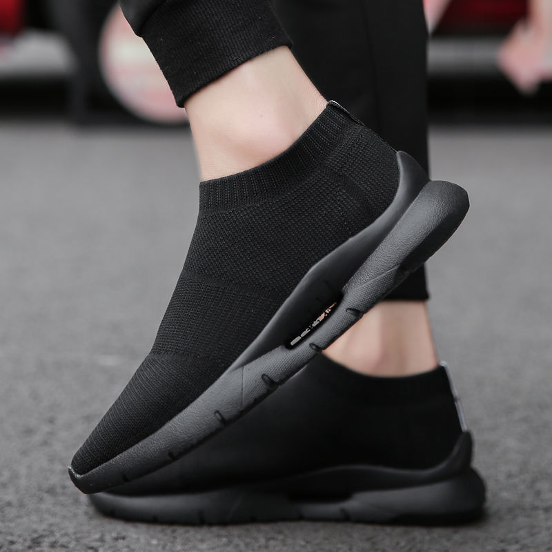 Men's tennis shoes, summer breathable, sports and casual socks, all black, fitness size, one kick_voghion.com