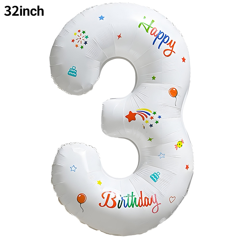 Globo digital blanco de 32 pulgadas para decoración de cumpleaños, de aluminio, para fiestas, fondo para fotos, accesorios de decoración