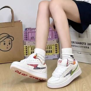 Lightning Waist Flower Bread Shoes Original Design Mixed and Matched Sneakers for Women 2025 Niche Retro Casual Shoes Trend