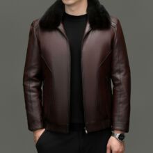 新品翻领水貂内胆山羊皮衣恒源祥2025冬季高端山羊皮衣外套潮批发