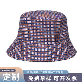 女盆帽格子盘帽双面戴圆边帽时尚亲肤夏季男女帽扎染渔夫帽亚马逊